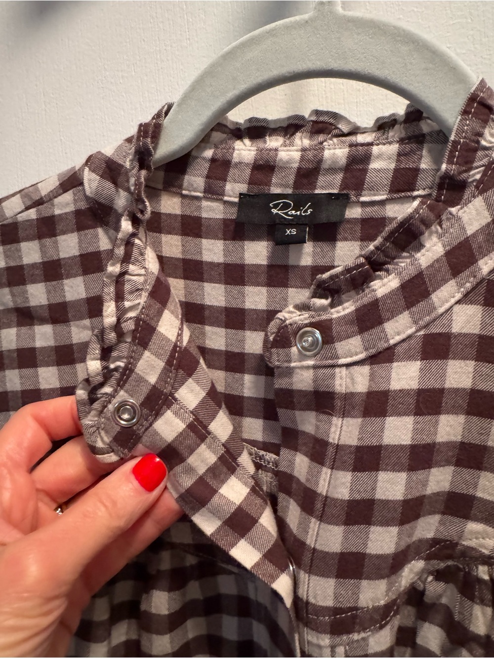 Rails Gingham Ruffle Shirt - Picture 3 of 7